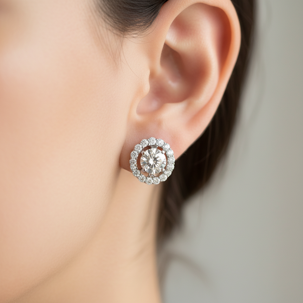 A White Cubic Zirconia Dancing Stone Earring