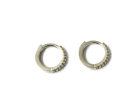 White Cz Silver Huggies Earring