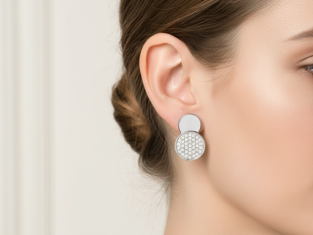 White Cubic Zirconia Silver Earring.