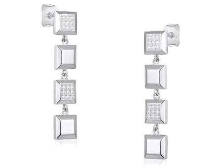 White Cubic Zirconia Silver Earring.