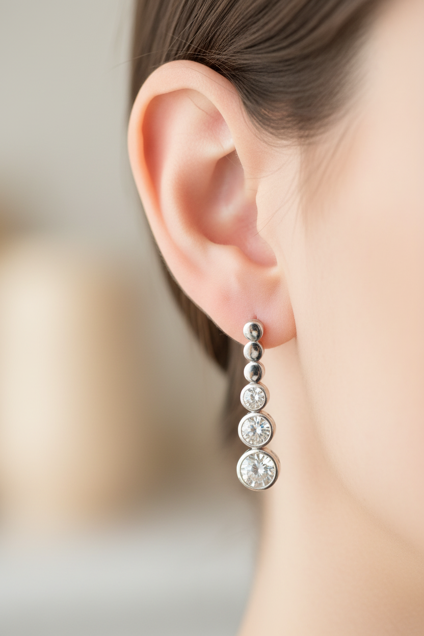 White Cubic Zirconia Earring.