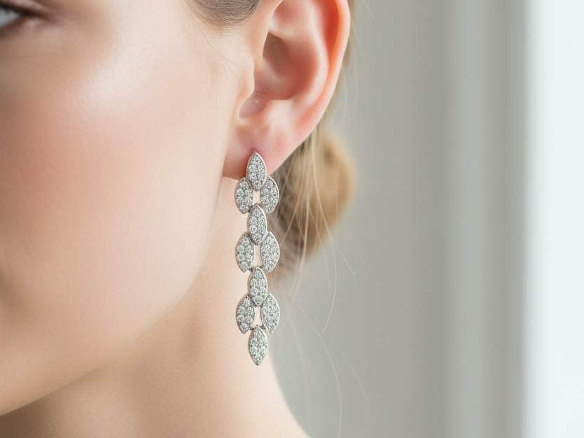 White Cubic Zirconia Earring.