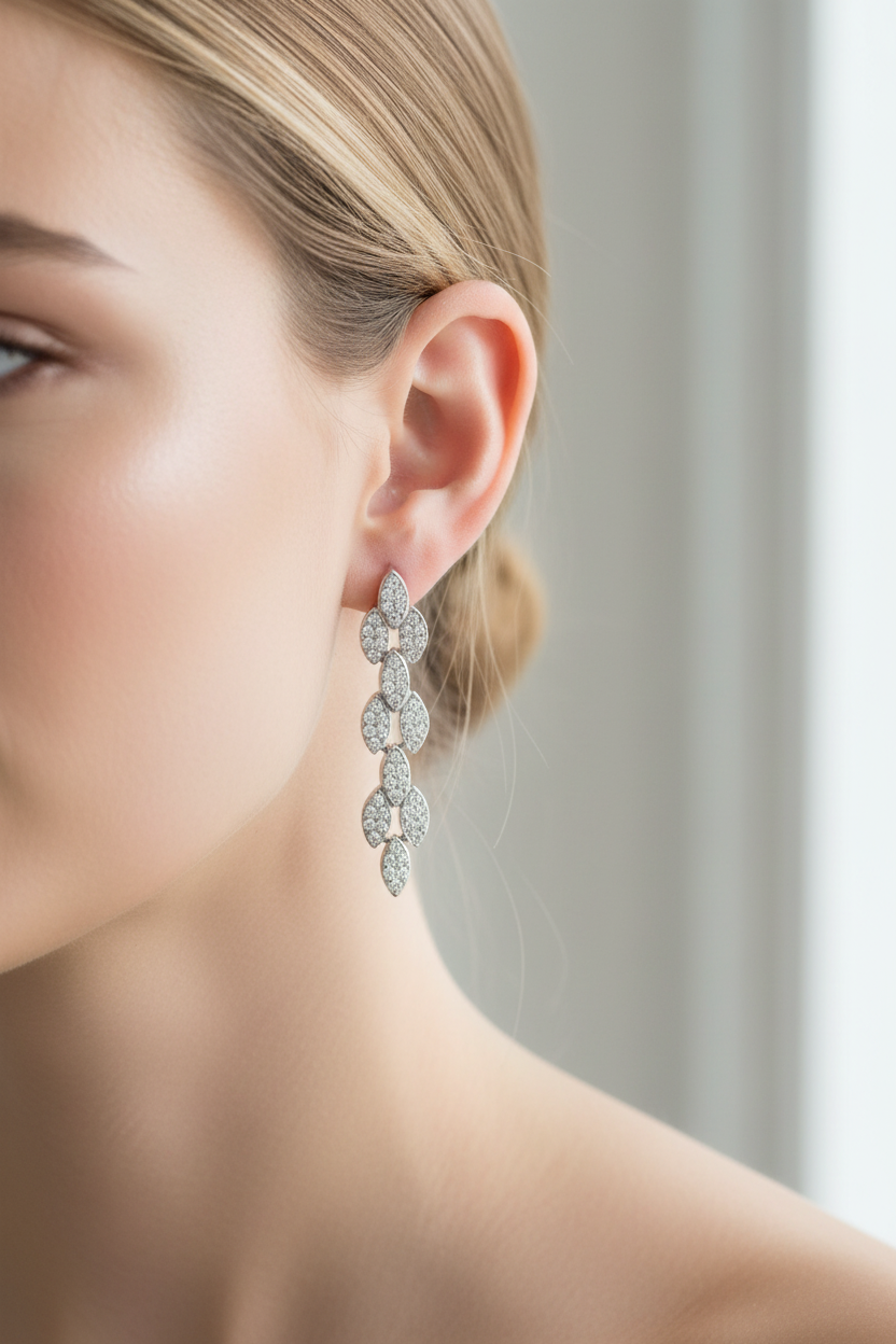 White Cubic Zirconia Earring.