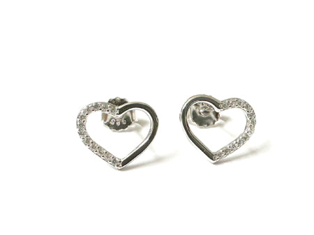 White Cubic Zirconia Silver Heart Earring.