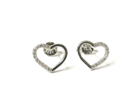 White Cubic Zirconia Silver Heart Earring.