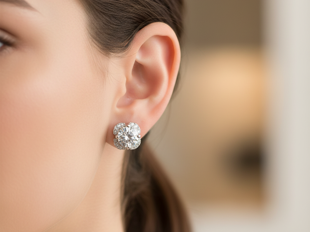 White Cubic Zirconia Earring