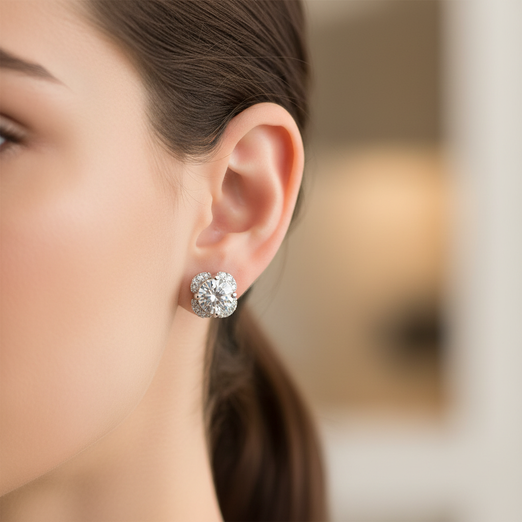 White Cubic Zirconia Earring