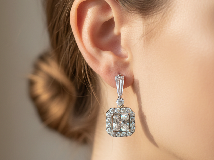 White Cubic Zirconia Earring