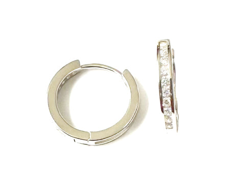 White Cz Silver Hoop Earring