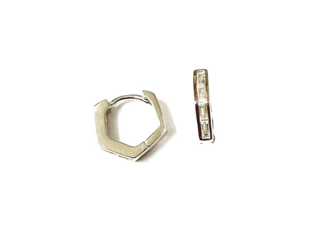 White Cz Silver Hoop Earring
