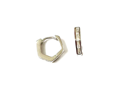 White Cz Silver Hoop Earring