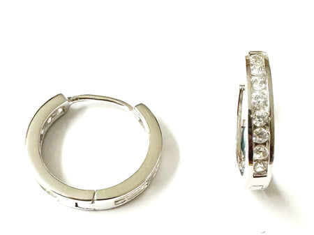 White Cz Silver Hoop Earring