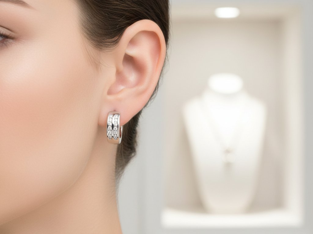 White Cz Silver Stud Earring