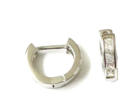 White Cz Silver Hoop Earring