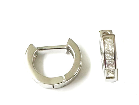 White Cz Silver Hoop Earring