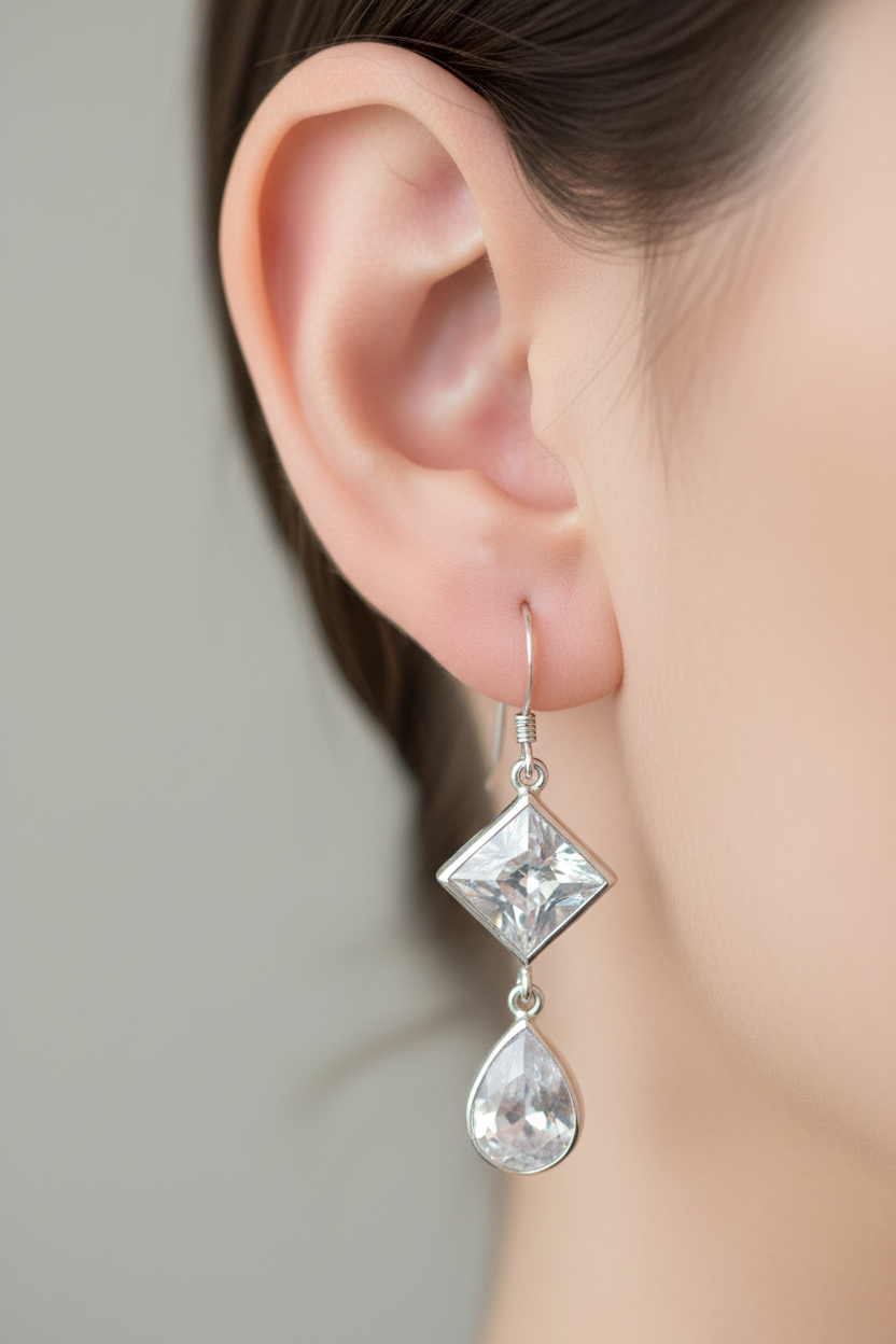 A White Cubic Zirconia Earring