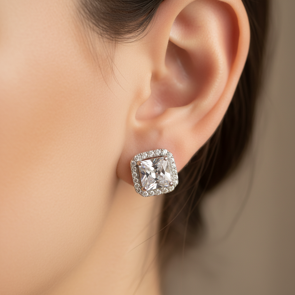 A White Cubic Zirconia Earring