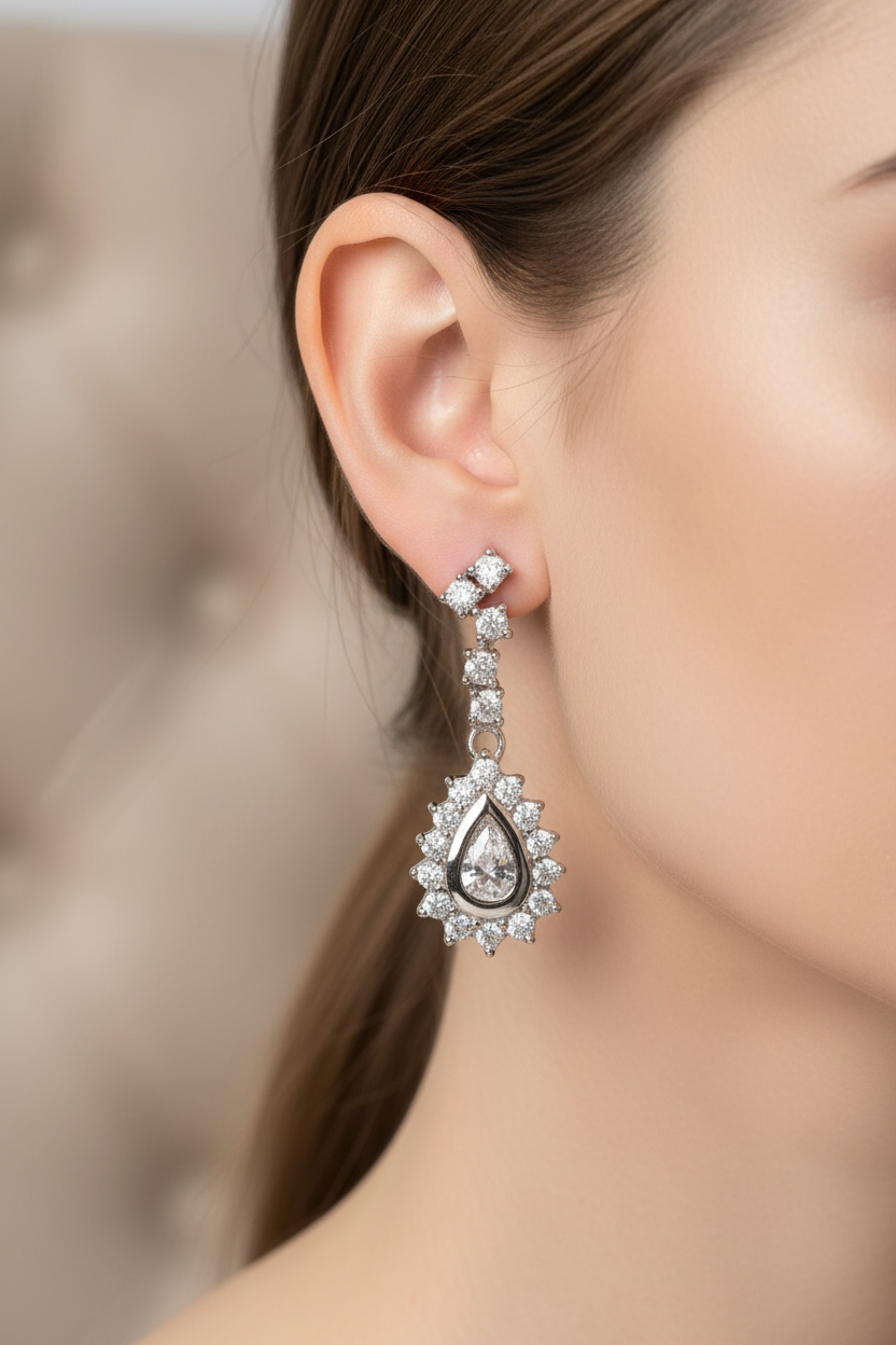 A White Cubic Zirconia Earring