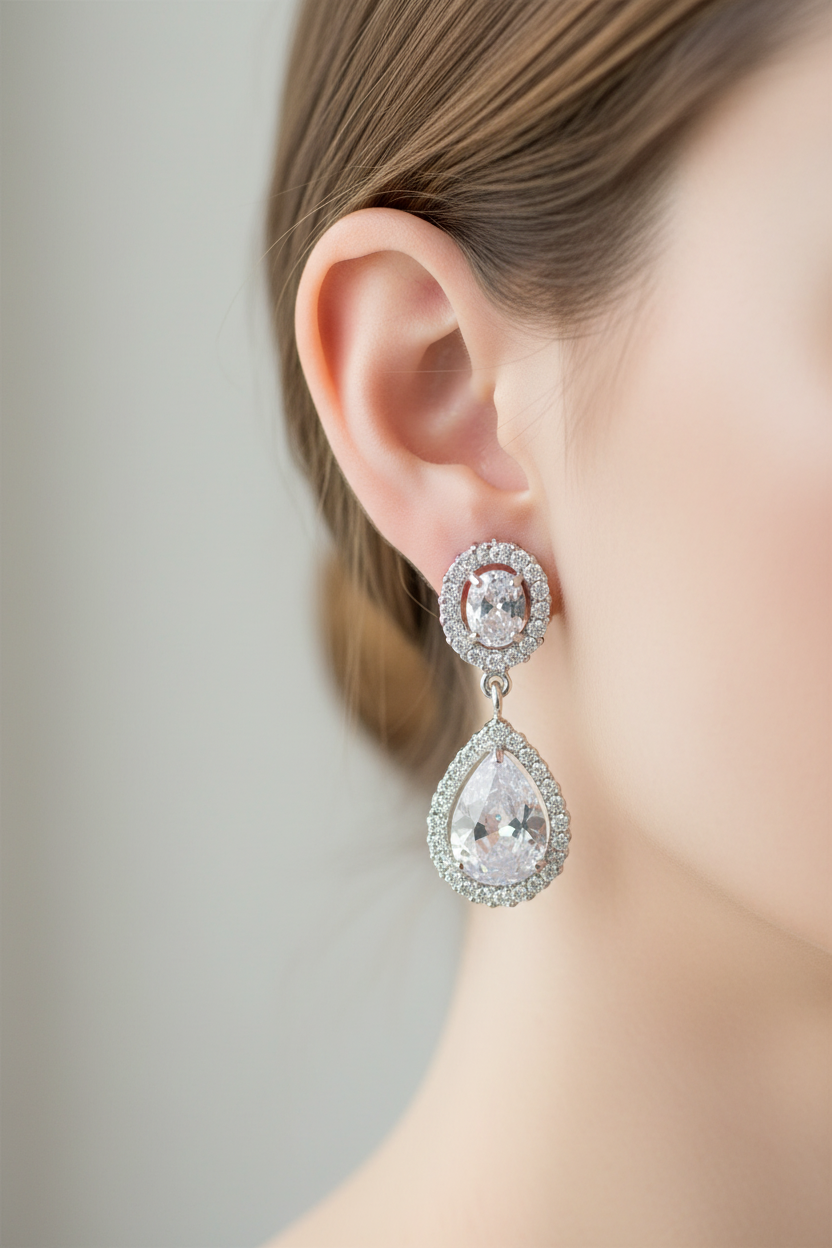 A White Cubic Zirconia Earring