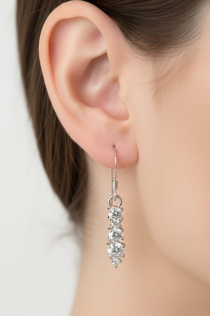 A White Cubic Zirconia Earring