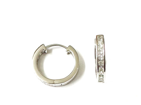 White Cz Silver Hoop Earring