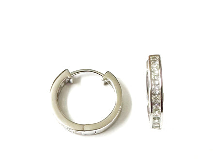 White Cz Silver Hoop Earring