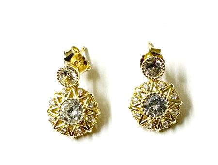 A White Cubic Zirconia Silver Yellow plated Earring.
