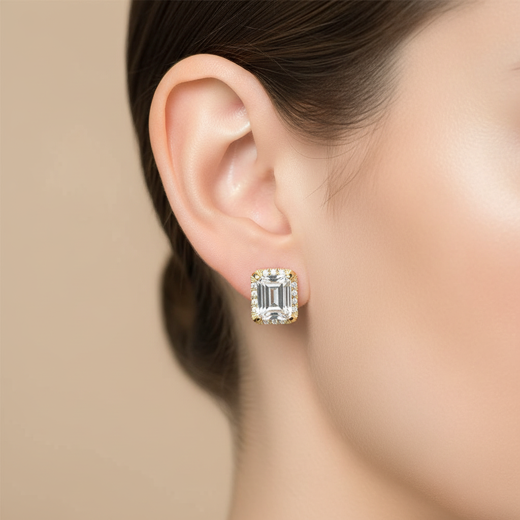 Silver With Yellow Gold Plate Earring