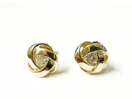 Yellow Plated Silver White Cubic Zirconia Earring.