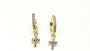 White Cz Yellow Plated Silver Cross Huggies Earring