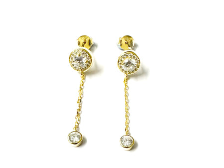 White Cubic Zirconia Gold plated Silver Earring.