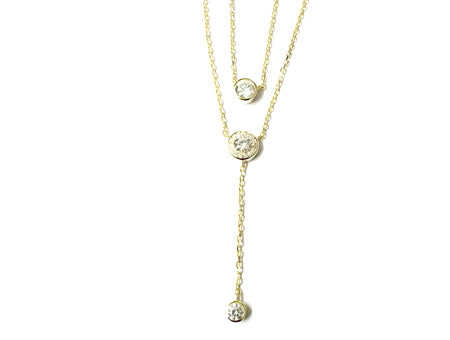 White Cubic Zirconia Gold plated Silver Earring.