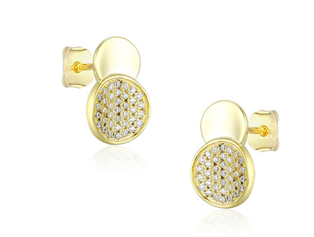 White Cubic Zirconia Gold plated Silver Earring.