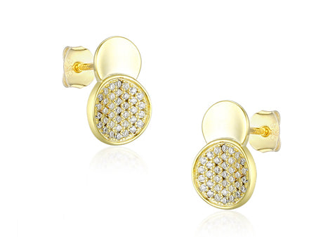 White Cubic Zirconia Gold plated Silver Earring.