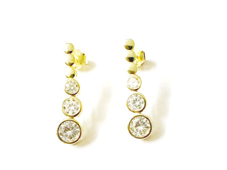 Yellow Plated Silver White Cubic Zirconia Earring.