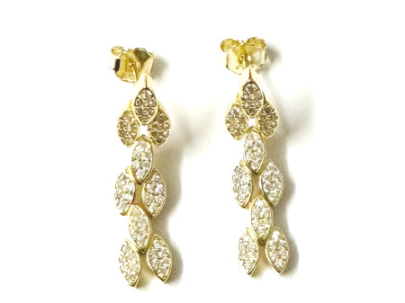 Yellow Plated Silver White Cubic Zirconia Earring.