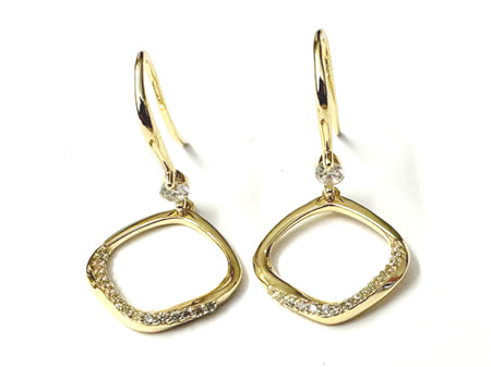 Yellow Plated Silver White Cubic Zirconia Earring.