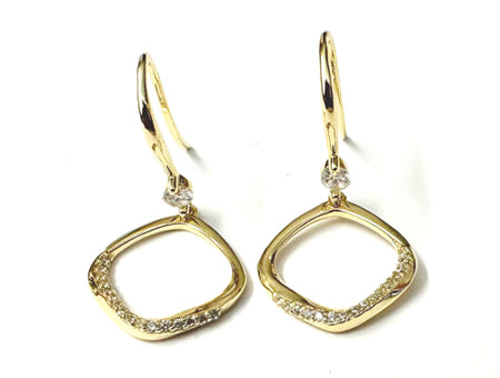 Yellow Plated Silver White Cubic Zirconia Earring.
