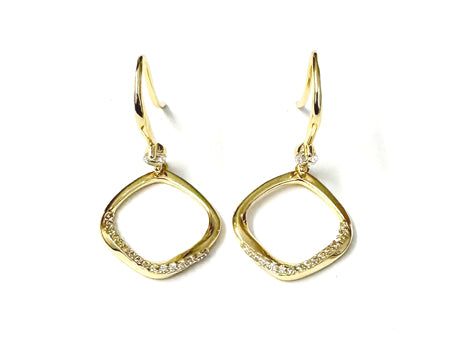 Yellow Plated Silver White Cubic Zirconia Earring.