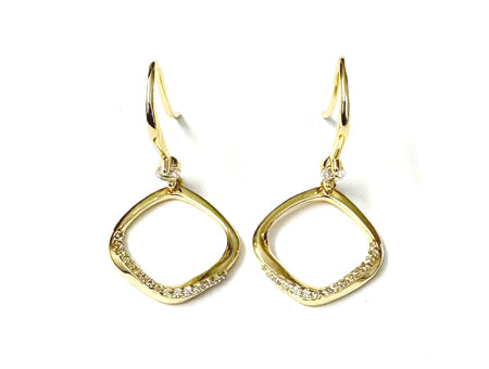 Yellow Plated Silver White Cubic Zirconia Earring.