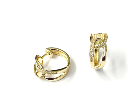 Yellow Plated Silver White Cubic Zirconia Hoop Earring.