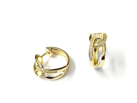 Yellow Plated Silver White Cubic Zirconia Hoop Earring.