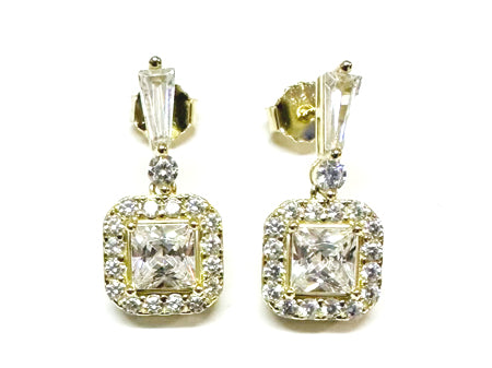 Yellow Plated Silver Necklace With  White Cz Stones