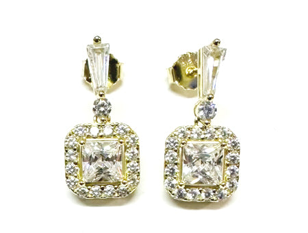 Yellow Plated Silver Necklace With  White Cz Stones