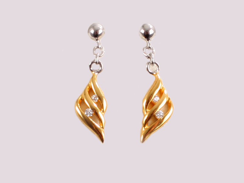 Silver With Yellow Gold Plate Earring