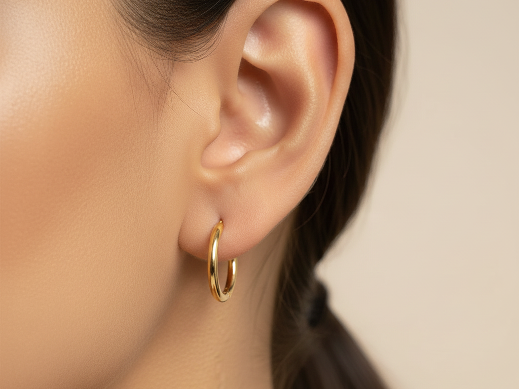 Yellow Gold Plated Sleeper Earrings  1.2 X 12