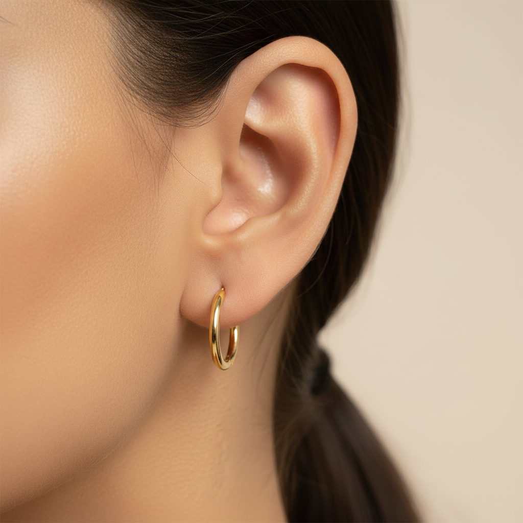 Yellow Gold Plated Sleeper Earrings  1.2 X 12