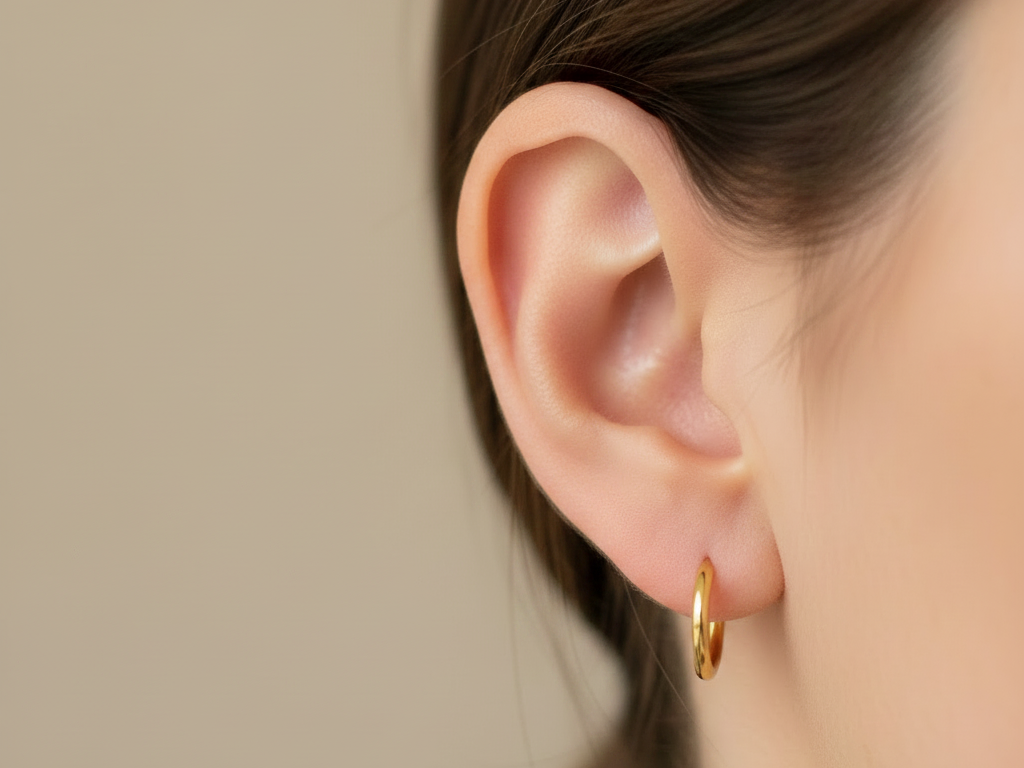 Yellow Gold Plated Sleeper Earrings  1.2 X 14