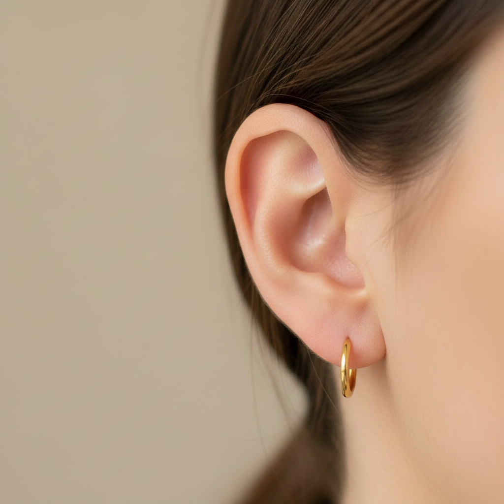 Yellow Gold Plated Sleeper Earrings  1.2 X 14
