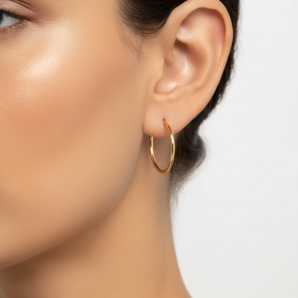 Yellow Gold Plated Sleeper Earrings  1.2 X 20